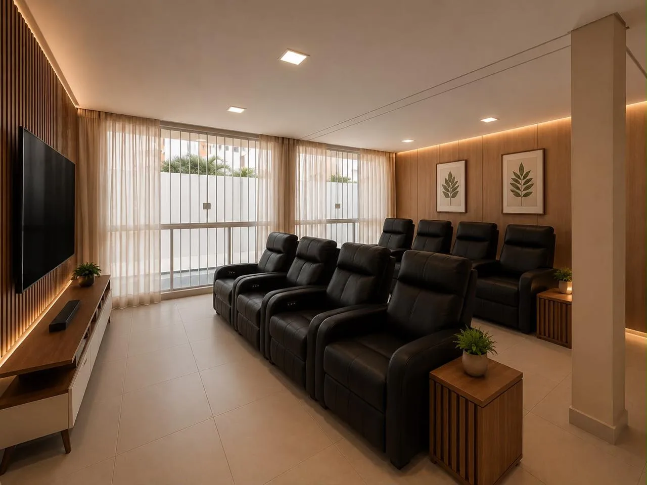 Sala de convívio da Jardins de Paris com poltronas reclináveis